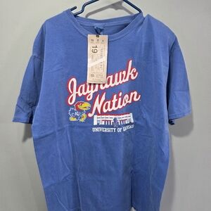 New with tags blue 84 University of Kansas city Jayhawks shirt jayhawks nation l